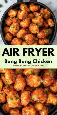 Air Fryer Bang Bang Chicken delivers crispy, golden chicken bites air-fried to perfection and coated in a sweet, spicy, and creamy Bang Bang sauce. It’s a healthier, flavor-packed twist on a favorite dish, perfect for quick dinners or appetizers. Enjoy the bold taste without the extra oil! Easy Chicken Recipe Air Fryer, Chicken Chunks Recipe Air Fryer, Bang Bang Chicken Air Fryer Recipes, Air Fryer Chicken Pieces Recipes, Family Meals Air Fryer, Crispy Air Fryer Bang Bang Chicken Bites, Airfryer Bang Bang Chicken, Easy Bang Bang Chicken, Chinese Chicken Air Fryer