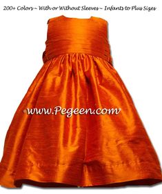 Squash (orange) and squash flower girl dresses Peach Flower Girl Dress, Red Flower Girl, Bridesmaid Dress Styles, Wedding Dresses For Girls