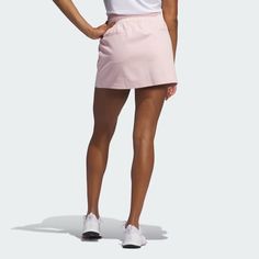 adidas Go-To Skort - Pink | Women's Golf | adidas US Spring Tennis Activewear, Adidas Logo Workout Bottoms, Adidas Spring Sporty Activewear, Spring Adidas Fitted Activewear, Adidas Sporty Activewear For Spring, Adidas Sporty Spring Activewear, Spring Tennis Sportswear, Spring Tennis Sportswear Activewear, Spring Tennis Activewear Sportswear