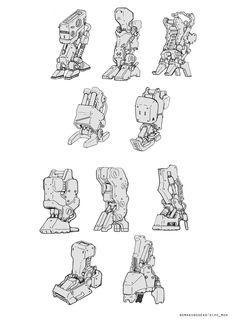 some drawings of different types of robots