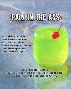 Midori Drinks, Unique Alcoholic Drinks, Mixed Drinks Alcohol Recipes, Fruity Alcohol Drinks, Alcoholic Desserts, Green Drink