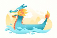 a blue dragon floating on top of water