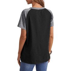 Spring and Summer New Women's Round Neck Short-sleeved T-shirt Casual Loose T-shirt Top Women Comfortable Fit Graphic Tee With Short Sleeves, Casual Raglan Sleeve Tops, Summer Raglan Sleeve Top With Letter Print, Black Raglan Sleeve Top With Letter Print, Casual Raglan Sleeve T-shirt With Letter Print, Casual T-shirt With Letter Print And Raglan Sleeves, Black Tops With Letter Print And Raglan Sleeves, Comfortable Letter Print Short Sleeve Tops, Casual Raglan Sleeve Top With Letter Print