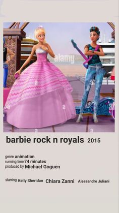 barbie and the rockers movie poster for barbie rock'n royals 2013 - stock image