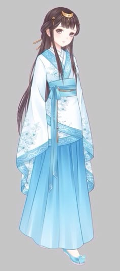 Blue Kimono, Chinese Art Girl, Character Outfits, Anime Artwork, An Anime, Anime Outfits, Manga Girl