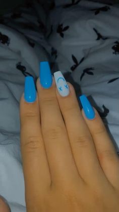 Sep 25, 2021 - This Pin was created by Zuza❤️‍🔥 on Pinterest. nails ideas | nails inspo | blue nails | long nails | summer nails |.. Toe Nail Color, Blue Acrylic Nails, School Nails, Coffin Shape Nails, Long Acrylic Nails Coffin, Long Square Acrylic Nails, Acrylic Nails Coffin Short