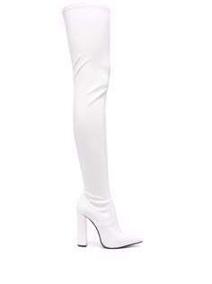 Shop Le Silla Megan thigh-high boots with Express Delivery - FARFETCH White High Boots, White Thigh High Boots, White High Heel Boots, White Heel Boots, White Knee High Boots, White Thigh Highs, Bota Over, Thigh High Heels, Dr Shoes