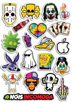 various stickers with different characters on them