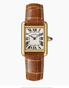 Tank Louis Cartier, Cartier Tank Louis, Tank Watch, Brown Leather Watch, Cartier Panthere, Brown Leather Strap, Gold Case