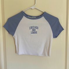 Brand New Condition From Garage, Soft, Good Quality, Cropped Blue Fitted Tops For College, Blue Spring College Tops, Blue Cotton College Style Tops, Blue Cotton Tops For College, Garage Tops Outfit, Casual Blue Tops For College, Garage Clothes, Crop Tops Aesthetic