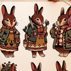 an image of some rabbits in costumes