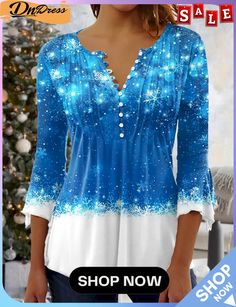 Women's Christmas Long Sleeve V-neck Graphic Printed Top Christmas Women, Fashion Games, Plus Size Outfits, Shop Now, Plus Size, V Neck, Free Shipping, Long Sleeve, Christmas