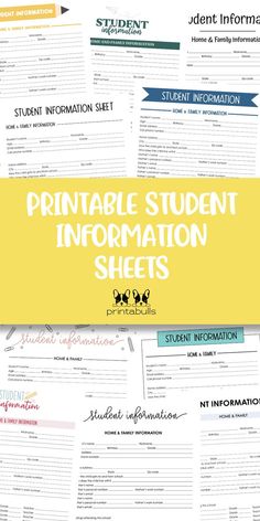 printable student information sheets Student Information Sheet Middle School, Student Information Sheet High School, Private Teacher, Middle School Activities, School Forms