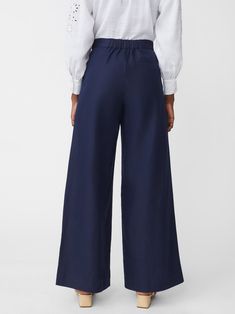 Navy Solid Amal Linen Blend Pants | Women's Pants | J.McLaughlin Linen Blend Pants, J Mclaughlin, Spring Style, Cotton Linen, Women's Pants, Linen Blend, Spring Outfits, Wide Leg Pants, Spring Fashion