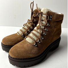 Marc Fisher Nwt Nairy Hiking Boot Medium Brown Lug Sole Women Size 8m Outdoor Hiking Outdoor Camping Rugged Workwear Fall Winter New With Tags - No Box Gorpcore Mid Chin Boots, Softmoc Boots, Travelin Boots, Hiking Boot, Marc Fisher, Lug Sole, Medium Brown, Outdoor Hiking, Outdoor Camping