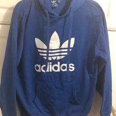 Adidas Hoodie, Never Worn Still With The Tags, Ordered This A While Ago And Decided It Wasn’t A Nice Color On Me. Blue Sportswear Hoodie For Spring, Blue Hooded Outerwear With Letter Print, Blue Adidas Hoodie With Drawstring Hood, Adidas Crew Neck Winter Outerwear, Adidas Long Sleeve Hoodie With Letter Print, Adidas Cotton Hooded Outerwear, Adidas Winter Outerwear Crew Neck, Adidas Hooded Cotton Outerwear, Blue Cotton Adidas Hoodie