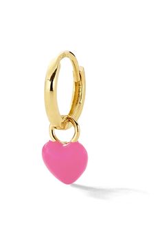 A little love goes a long way. Customize your charm with your choice of enamel color. Choose between plain gold or pavé white diamond huggie. Band Necklace, Alison Lou, Pink Enamel, Tiny Heart, Fine Jewelry Designers, Gold Earrings Studs, Heart Charm, White Diamond, Shop Necklaces