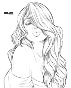 a drawing of a girl with long hair