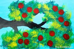 an apple tree painted with acrylic paint