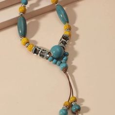 Jewelry | Turquoise Boho Porcelain Bead Y Lariat Necklace | Poshmark Chunky Gold Chain Necklace, Perfume Necklace, Anthropologie Necklace, Cross Choker Necklace, Ceramic Beads Necklace, Scorpio Necklace, Cross Choker, Chunky Gold Chain, Porcelain Beads