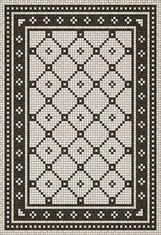 a black and white cross stitched pattern with squares on the bottom, in different colors