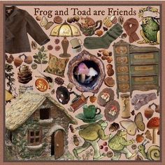 a collage of items from the fairy tale frog and toad are friends