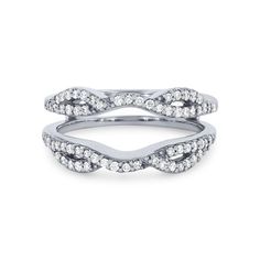 two white gold wedding bands with diamonds on each band, set in 18k white gold