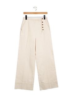 Tory Burch Wide Leg PantsNeutralsHigh-RiseSlit PocketsButton ClosureFit:Pants by Tory Burch typically fit true to size. Beige Wide-leg Bottoms With Buttons, Beige Wide Leg Bottoms With Buttons, Beige High-waisted Wide Leg Pants With Button Closure, Wide Leg Bottoms With Snap Buttons For Spring, Beige Straight Pants With Button Closure, Spring Wide Leg Bottoms With Snap Buttons, Casual Wide Leg Pants With Snap Buttons, Chic Cotton Pants With Buttons, Spring Full-length Bottoms With Button Closure