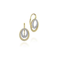 Gold Diamond Drop Earrings, Gabriel Jewelry, White Gold Drop Earrings, Yellow Gold Earrings, Gold Earrings Designs, Diamond Drops, Classic Jewelry, Yellow Gold Earring, Delicate Earrings