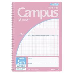 a spiral bound notebook with the words campus printed on it, in front of a white background