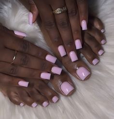 White Or French Nails, Solid Color Nails By Skin Tone Range, Really Square Acrylic Nails, Pink French Tip Mani And Pedi, Nails Acrylic Black Women Designs, Pink Short Nails Black Women, Pink Nails On Dark Skin Black Women, Sorry Nail Designs, Short Square Nails Colors