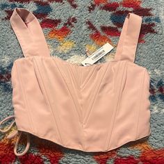 Blush Colored Crop Corset Top Zipper Back Cinching Strings On The Side! Really Pretty Just Too Big On Me. Pink Fitted Top With Zipper Closure, Fitted Pink Top With Zipper Closure, Pink Fitted Top With Zipper, Fitted Pink Tops With Zipper Closure, Tokio Hotel, Blush Color, Corset Top, Blush, Zipper