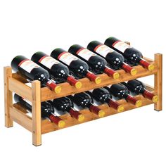 PRICES MAY VARY. 🍷【Hold 12 Bottles of Wine】This wine rack offers a 12-bottle capacity, making it ideal for a variety of locations in your home, including the kitchen, pantry, cabinets, dining room or basement. This wine rack features a two-tier compact design to optimize space utilization to save space. 🍷【Durable & Premium Bamboo】Constructed from bamboo, a highly sustainable resource, this wine rack combines natural beauty with environmental responsibility. Bamboo's quick growth cycle and resi Shelf Wine Rack, Kitchen Natural, Bamboo Storage, Shelf Holder, Wine Shelves, Shelf Holders, Wine Bottle Rack, Bottle Display, Fridge Organization