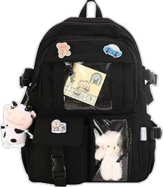 Cow Plush, Pin Accessories, Aesthetic Backpack, Kawaii Backpack, Cute Cow, Bear Pendant, Backpack School, Kawaii Aesthetic, Cute Cows