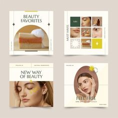 four different brochures for beauty products