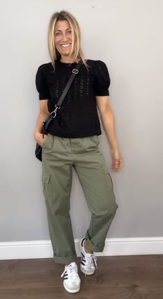 Army Green Blouse Outfit, Gray Cropped Pants Outfit, Classic Boho Style Fashion, Kelly Green Shirt Outfit, Green Chinos Women Outfit, Evereve Outfits 2024, Womens Conference Outfit, Casual Chic Summer Outfits 2024, Size 8 Women Outfits