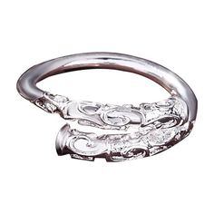 a close up of a silver ring on a white background