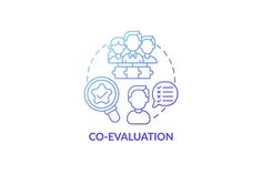 the logo for co - evaluation, which is designed to look like people with speech