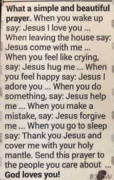 a sign that says, what a simple and beautiful prayer when you wake up jesus leaving the house