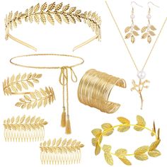 Greek Goddess Accessories, Goddess Costume Accessories, Greek Goddess Jewelry, Grecian Goddess Costume, Roman Wreath, Laurel Leaf Crown, Goddess Accessories, Gold Leaf Crown, Gold Leaf Hair