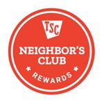 the neighbor's club reward badge is red and white, with stars on it