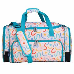 Make packing for sleepovers, sports practice, and trips to grandma's a breeze with the Wildkin Weekender Duffel Bag! Wildkin's Weekender Duffel Bag is sized to fit in an overhead bin when used as a carry-on, so your child will never have to travel without it! Its roomy interior means your child can pack more than just the bare necessities. Use the spacious front pocket and two side pockets to conveniently store and access those items theyll need in a flash. Whether they're packing cleats and sna Functional Multicolor Luggage For Overnight Trips, Multicolor Functional Duffle Bag For Overnight Trips, Playful Multicolor Travel Luggage, Fun Multicolor Bags For Outdoor Activities, Sporty White Duffle Bag For School, Casual Multicolor Travel Bag For Overnight Trips, White Sporty Travel Bag For School, Sporty White Travel Bag For School, Playful Multicolor School Luggage