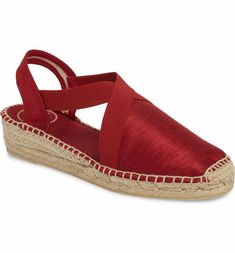 Main Image - Toni Pons 'Vic' Espadrille Slingback Sandal (Women) Slip-on Closed Toe Espadrilles With Leather Sole, Slip-on Closed Toe Synthetic Espadrilles, Red Slip-on Espadrilles With Rubber Sole, Red Slip-on Espadrilles With Woven Sole, Pink Slip-on Espadrilles With Woven Sole, Slingback Sandal, Sandal Fashion, Red Fabric, Sandal Espadrille