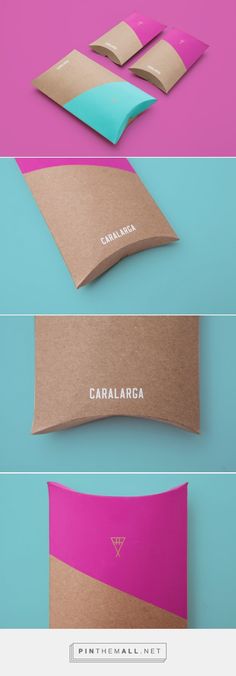 three different types of folded paper with the word caralbica on them, and one is