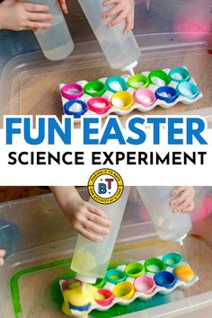 Click here for this fun and easy science experiment from Busy Toddler.  This Easter themed activity is perfect for your toddlers and preschoolers this season. Easter Large Group Activities Preschool, Easter Theme Preschool Activities, Spring Break Activities For Preschoolers, Easter Fine Motor Activities Preschool, Montessori Easter Activities, Easter Toddler Activities, Easter Science Activities, Easter Fine Motor Activities, Easter Theme Activities