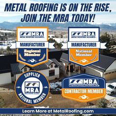 an advertisement for metal roofing in the mountains