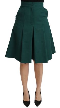 Dolce & Gabbana Elegant High Waist Knee Length Women's Skirt Skirt Model, Wool Mini Skirt, Dolce E Gabbana, Cotton Skirt, Green Skirt, Knee Length Skirt, Dolce & Gabbana, Brunei, Black Cotton