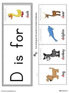 a printable bookmark with pictures of animals and letters