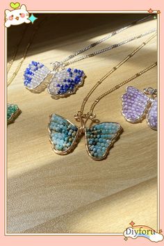 Enter a world of dreams with our Butterfly Dreams Necklace. Each piece is handcrafted with precision, featuring a delicate butterfly pendant on a stainless steel chain, adorned with colorful crystal beads. This necklace is a dream come true for any nature lover. #bohonecklace#beachjewelry#wirejewelry#crystalbeads#necklace#handemadejewelry#Diy#diygift#bohostyle#handmade#jewelry#wirework Delicate Butterfly, Handmade Wire Wrapped, Summer Necklace, Handmade Wire, Butterfly Necklace, Butterfly Pendant, Wire Work, Summer Jewelry, Boho Necklace