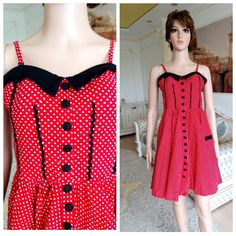 "Full Dress Pin Up Dress Rockabilly dress Red polka dot dress retro dress 70s red dress vintage summer dress Midi Dress L height of the woman in the photo - 180 cm Please refer to photos for details of condition. Condition: very good vintage Measurements: Length: 87 cm/34.3\" Bust: 96 cm/38\" Waist: 78 cm/ 30,7\" Hips: FREE Size: L note The color on the pictures may vary due to monitor settings and light reflections. Ready to ship Please do not hesitate to contact with me for any questions. Than Summer Rockabilly A-line Dresses, Red A-line Vintage Summer Dress, Spring Pinup Dress For Vintage Fashion, Spring Vintage Pinup Dresses, Summer Pinup Dresses For Party, Summer Party Pinup Dresses, Summer Pinup Party Dresses, Polka Dot Summer Dress For Picnic, Polka Dot Dresses For Summer Picnic